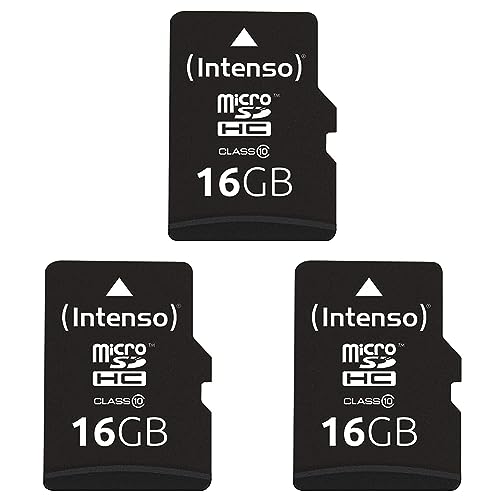 Intenso microSDHC 16GB Class 10 Speicherkarte inkl. SD-Adapter, schwarz (Packung mit 3) von Intenso