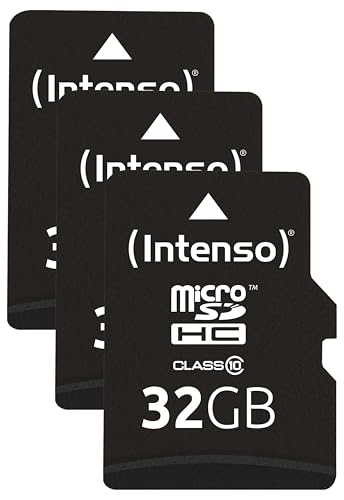 Intenso microSDHC 32GB Class 10 Speicherkarte inkl. SD-Adapter, schwarz, 3er Pack von Intenso