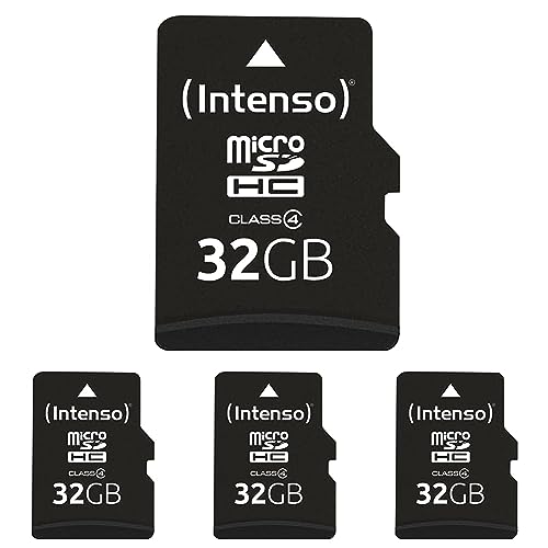 Intenso microSDHC 32GB Class 4 Speicherkarte inkl. SD-Adapter, schwarz (Packung mit 4) von Intenso