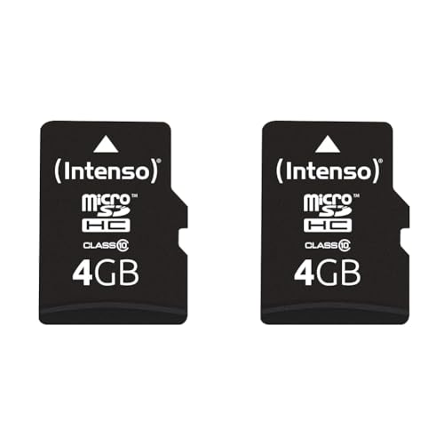 Intenso microSDHC 4GB Class 10 Speicherkarte inkl. SD-Adapter, schwarz (Packung mit 2) von Intenso