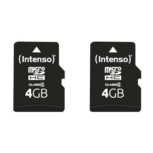 Intenso microSDHC 4GB Class 4 Speicherkarte inkl. SD-Adapter, schwarz (Packung mit 2) von Intenso