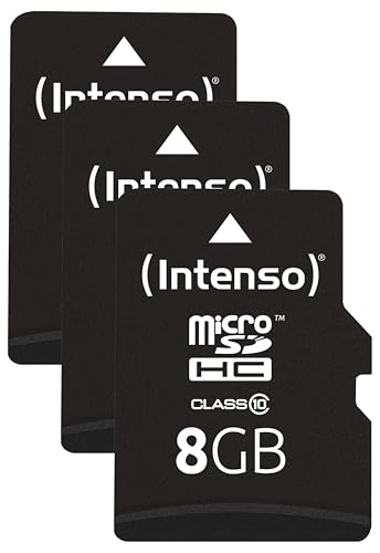 Intenso microSDHC 8GB Class 10 Speicherkarte inkl. SD-Adapter, schwarz (Packung mit 3) von Intenso