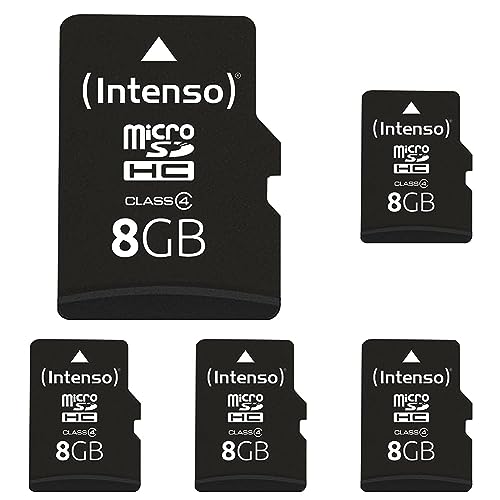 Intenso microSDHC 8GB Class 4 Speicherkarte inkl. SD-Adapter, schwarz (Packung mit 5) von Intenso