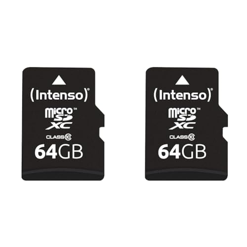 Intenso microSDXC 64GB Class 10 Speicherkarte inkl. SD-Adapter, schwarz (Packung mit 2) von Intenso