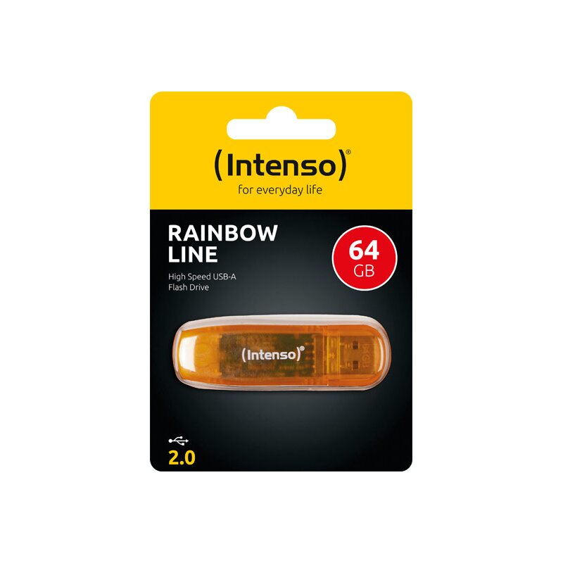 IntensoUSB 2.0 Stick 64GB, Rainbow Line, orange von Intenso