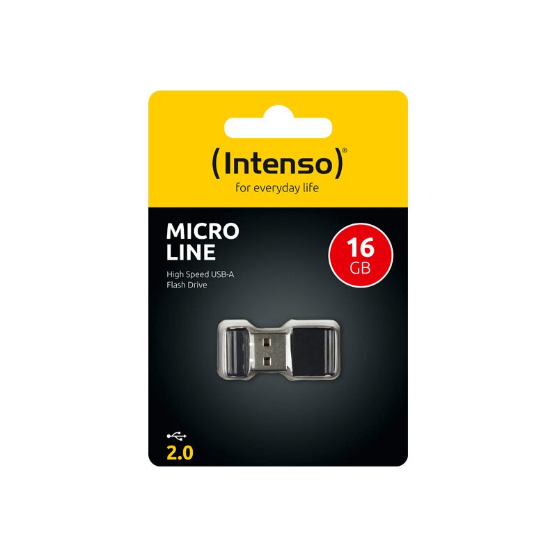 USB 2.0 Stick 16GB, Micro Line, schwarz von Intenso