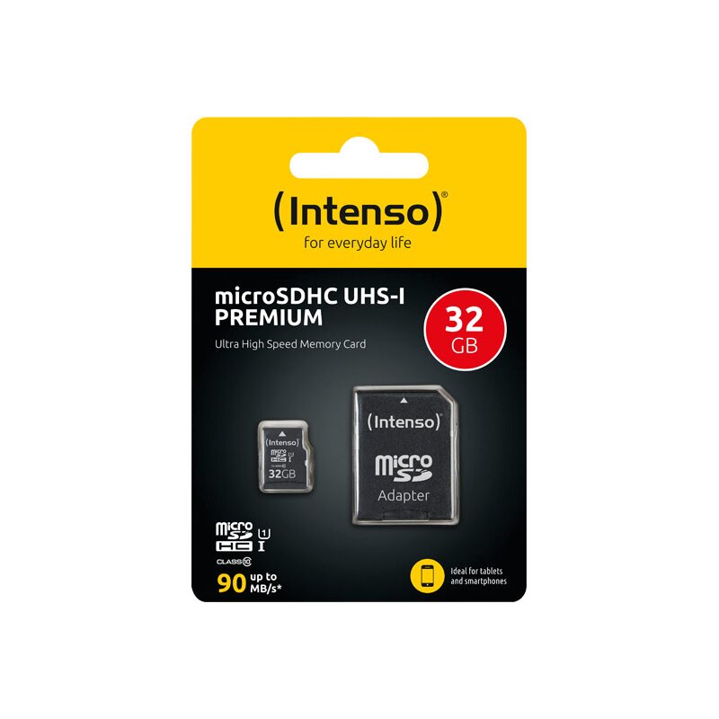 microSDHC Card 32GB, Premium, Class 10, U1 + SD-Adapter microSDHC Card 32GB, Premium, Class 10, U1 + SD-Adapter von Intenso