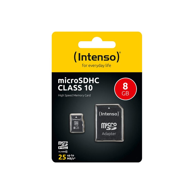 microSDHC Card 8GB, Class 10 + SD-Adapter von Intenso