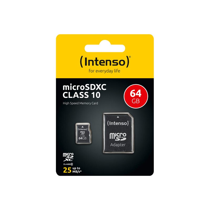 microSDXC Card 64GB, Class 10 + SD-Adapter microSDXC Card 64GB, Class 10 + SD-Adapter von Intenso