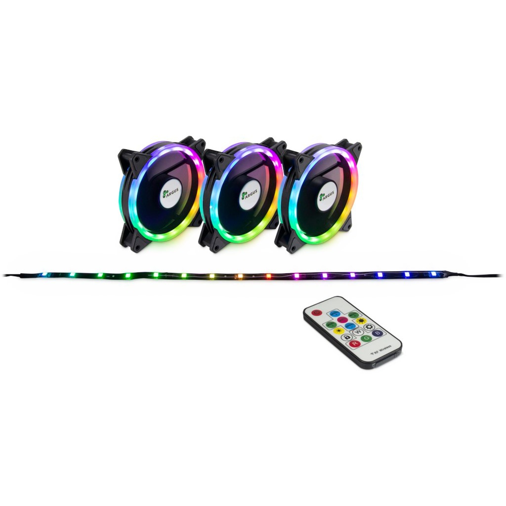 Argus RGB-Fan Set RS-04 120x120x25, Gehäuselüfter von Inter-Tech