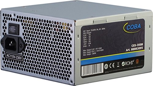 INTER-TECH Coba CES-350W 82+ ATX Netzteil 350W Luefter 120mm 1x PCI E 6+2 polig 3XS ATA 1x EPS 8 polig 1x FDD 2X HDD DVD Aktiv PFC von Inter-Tech