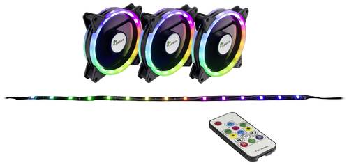Inter-Tech Argus RS04 - RGB-Set PC-Gehäuse-Lüfter Schwarz (B x H x T) 120 x 120 x 25mm inkl. LED-B von Inter-Tech