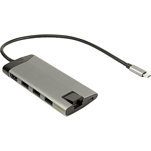 Inter-Tech GDC-802 – multifunktionale USB Type C HDMI Dockingstation, Silver von Inter-Tech