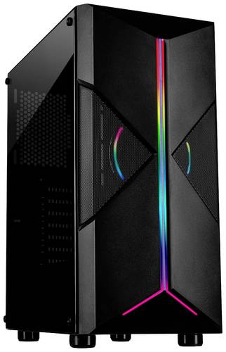 Inter-Tech IT-3306 Cavy Midi - RGB Midi-Tower Gaming-Gehäuse Schwarz Seitenfenster, Staubfilter, In von Inter-Tech