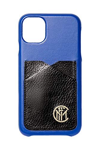 Hi-Tech Artisans Schutzhülle für iPhone 12 Pro Max, offizielles Inter FC, Handyhülle mit Taschen, aus echtem Leder, Schwarz und Blau, handgefertigt in Italien, stoßfest. von Inter