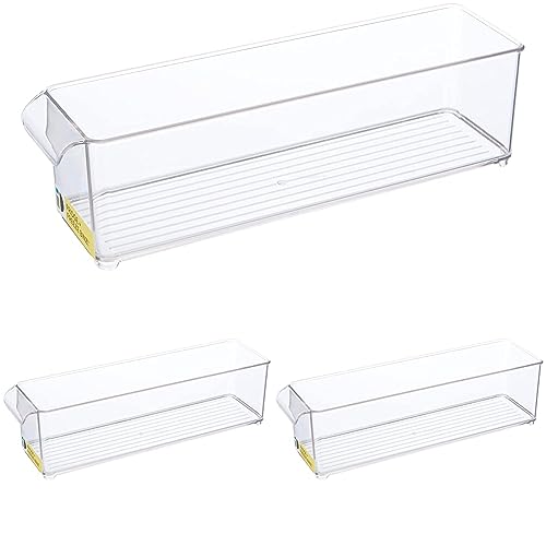 iDesign Kühlschrank Organizer, flache Kühlschrank Aufbewahrungsbox für Kühl- und Gefrierschrank, Kühlschrank Ordnungssystem aus Kunststoff, durchsichtig (Packung mit 3) von InterDesign