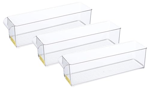 iDesign Kühlschrank Organizer, flache Kühlschrank Aufbewahrungsbox für Kühl- und Gefrierschrank, Kühlschrank Ordnungssystem aus Kunststoff, durchsichtig (Packung mit 3) von InterDesign