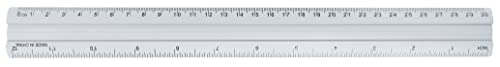 Interdruk Aluminium-Lineal - 30 cm - mit Umrechnung von Zoll auf Millimeter von Interdruk