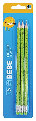 Interdruk Bleistifte HB mit Radiergummi, Grün, 3 Stück von Interdruk