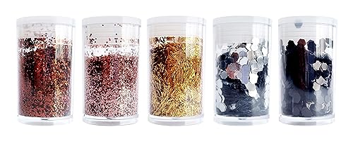 Interdruk - Chunky Glitter - Glitzer für Bastelprojekte und DIY - 5 Flaschen x 4g = 20g - Glam von Interdruk