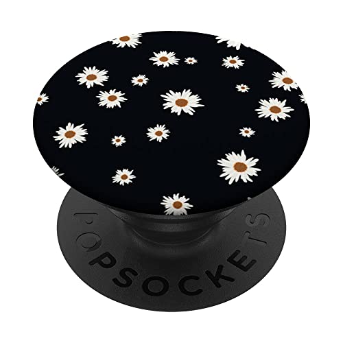 Niedliche Kamille mit Blumenmuster auf schwarzem Hintergrund PopSockets mit austauschbarem PopGrip Niedliche Kamille mit Blumenmuster auf schwarzem Hintergrund PopSockets mit austauschbarem PopGrip von InterestingColorfulPop