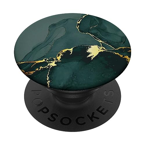 InterestingMarblePop Elegantes Jade Tiefgrünes Natur-Marmor-Muster PopSockets Klebender PopGrip Handyhalterung von InterestingMarblePop