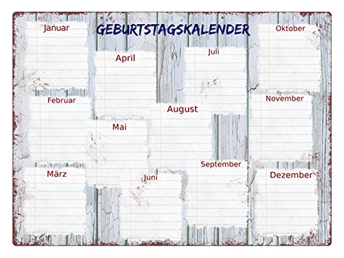 INTERLUXE KALENDER Metall GEBURTSTAGSKALENDER HOLZLATTEN Vintage Wandkalender von Interluxe