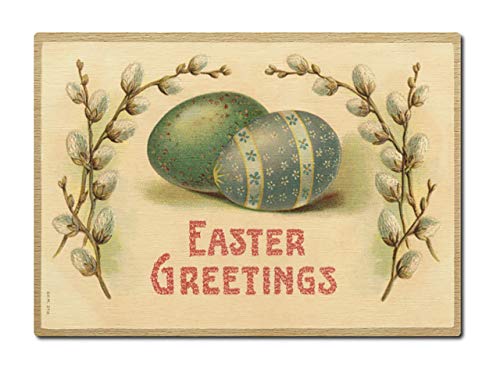 Interluxe Postkarte aus Holz Easter Greetings Karte Ostern Retro Foto Geschenk Gruß von Interluxe