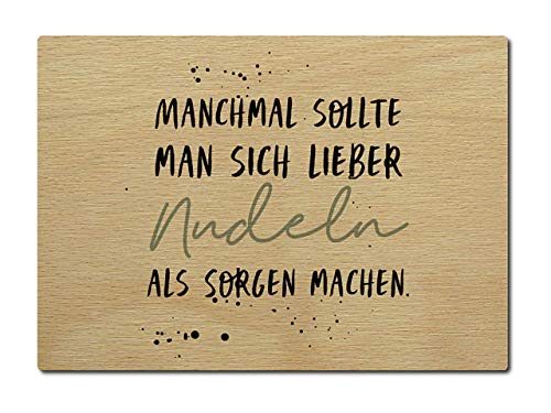Interluxe Postkarte aus Holz Manchmal sollte man sich lieber Nudeln als Sorgen machen. DIN A6 105x148mm Karte Echtholz Spruch Liebeserklärung von Interluxe