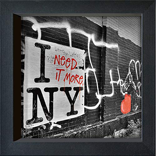 Gerahmte Postkarte - Terrible, Aurélien - ''I Need it More NY'' - 16 x 16 cm - schwarzer Rahmen von International Graphics