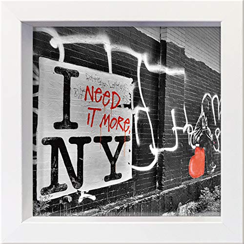 Gerahmte Postkarte - Terrible, Aurélien - ''I Need it More NY'' - 16 x 16 cm - weißer Rahmen von International Graphics