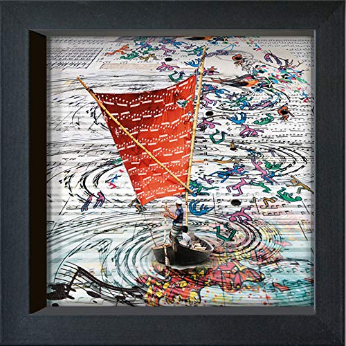 International Graphics Gerahmte Postkarte - MAÏLO/M-L VAREILLES - ''des Notes Dans Les voiles'' - 16 x 16 cm - schwarzer Rahmen von International Graphics