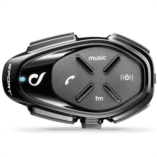 INTERPHONE Sport HD Einzelgerät – Bluetooth Headset fürs Motorrad – Motorrad Sprechanlage für 4 Personen – bis zu 1 km Reichweite – Bluetooth Freisprecheinrichtung für Motorradhelm für GPS und Anrufe von Interphone
