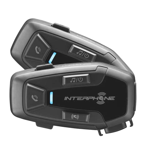 INTERPHONE UCOM7R - Doppelt - Abnehmbare Bluetooth 5.2-Motorrad-Gegensprechanlage und integrierter Akku, 15 Stunden Autonomie, 4 Motorräder 1 km, TFT- und GPS-kompatibel, 32-mm-Lautsprecher von Interphone