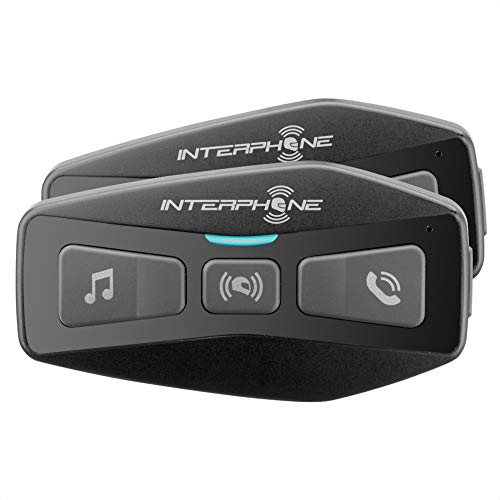 Interphone UCOM2 - Doppelpack - Intercom Bluetooth 5.0 Helm für Motorrad, Piloten, Entfernung 600 Mt, Autonomie bis zu 12 Stunden, MP3, GPS, IP67 wasserdicht, für alle Helme von Interphone