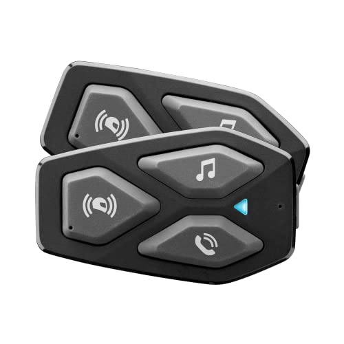 INTERPHONE UCOM3 - Doppelpack - Bluetooth 5.1 Motorrad-Gegensprechanlage für Motorradhelme, 32-mm-Kopfhörer, Motorradnutzung, Entfernung 500 m, Autonomie 10 Stunden, Musik, GPS, wasserdicht IP67 von Interphone