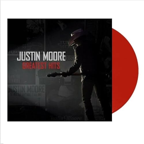 Justin Moore Greatest Hits - Exclusive Limited Edition Translucent Red Colored Vinyl LP von Interscope Records.