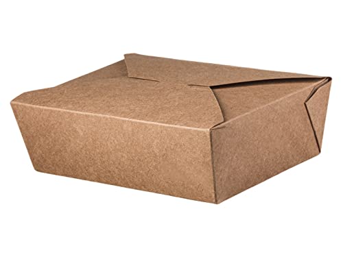 Intertan QF1000 Kraftpapier Rechteckig Foodbox mit Faltdeckel, Naturfarbe, 1000ml Kapazität, 15cm Länge, 12cm Breite, 5cm Höhe, 50 Stück von Intertan -1922-