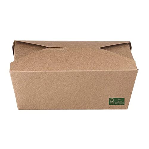 Intertan QF1400FSC Kraftpapier Rechteckig Foodbox mit Faltdeckel, Naturfarbe, FSC Zertifiziert, 1400ml Kapazität, 15cm Länge, 12cm Breite, 6.3cm Höhe, 50 Stück von Intertan -1922-