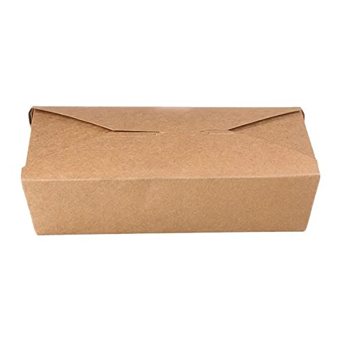 Intertan QF700 Kraftpapier Rechteckig Foodbox mit Faltdeckel, Naturfarbe, 750ml Kapazität, 15.1cm Länge, 12cm Breite, 4cm Höhe, 50 Stück von Intertan -1922-