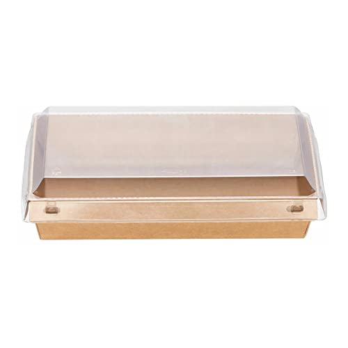Intertan QS500 Kraftpapier Rechteckig Foodbox mit PET Safelock-Deckelsatz, 500ml Kapazität, 17cm Länge, 11cm Breite, 4.5cm Höhe, 30 Stück von Intertan -1922-