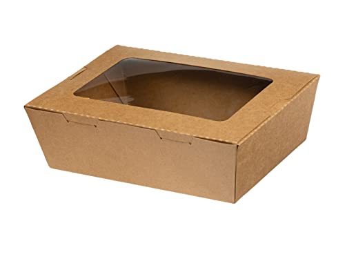 Intertan QW500 Kraftpapier Rechteckig Foodbox mit Transparentem PET Fenster, Naturfarbe, 500ml Kapazität, 13.5cm Länge, 8.5cm Breite, 3.9cm Höhe, 50 Stück Intertan QW500 Kraftpapier Rechteckig Foodbox mit Transparentem PET Fenster, Naturfarbe, 500ml Kapazität, 13.5cm Länge, 8.5cm Breite, 3.9cm Höhe, 50 Stück von Intertan -1922-