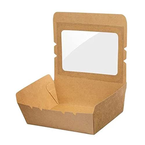 Intertan QW700 Kraftpapier Rechteckig Foodbox mit Transparentem PET Fenster, Naturfarbe, 700ml Kapazität, 15cm Länge, 10cm Breite, 4.5cm Höhe, 50 Stück von Intertan -1922-