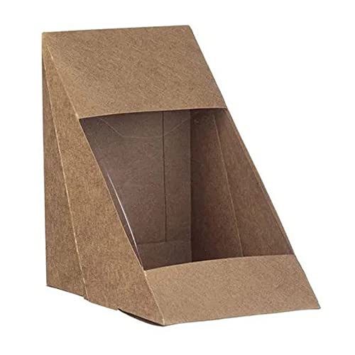 Intertan QWSTL Kraftpapier Dreieck Foodbox mit Klappfenster rPET für Sandwich, Gross, 12cm Länge, 12cm Höhe, 8.5cm Breite, 50 Stück von Intertan -1922-