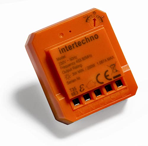 Intertechno Funk-Mini Einbaudimmer ITD-251, Orange, 45 x 41 x 16 mm von Intertechno