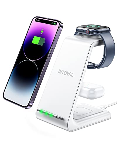 Intoval Wireless Charging Station, 3 in 1 Charger for Apple iPhone/iWatch/Airpods,iPhone 13,12,11 (Pro, Pro Max)/XS/XR/XS/X/8(Plus),iWatch 7/6/SE/5/4/3/2,Earphone Pro/3gen .(A3 weiß) von Intoval