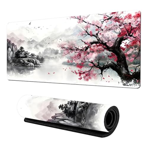 Introti Mauspad im chinesischen Stil mit Wassertinte, Landschaft, Spiel-Mauspad (Stil 1, 300 x 800 x 3 mm) von Introti