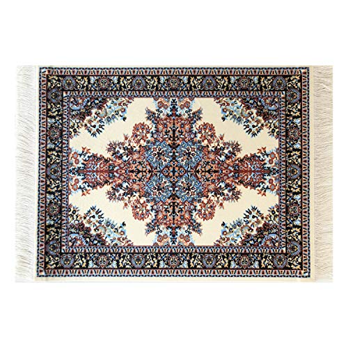 Schönes orientalisches Teppich-Mauspad, beige, Miniatur-Teppich, Computer-Mauspad, rechteckig, rutschfest, elegantes Bürozubehör von Inusitus