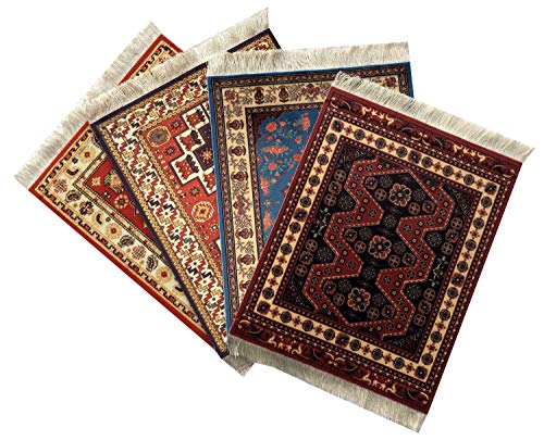 Set mit 4 Teppich-Mauspads | Orientalisches türkisches Design | Miniatur-Teppichmatten (Set-2) von Inusitus
