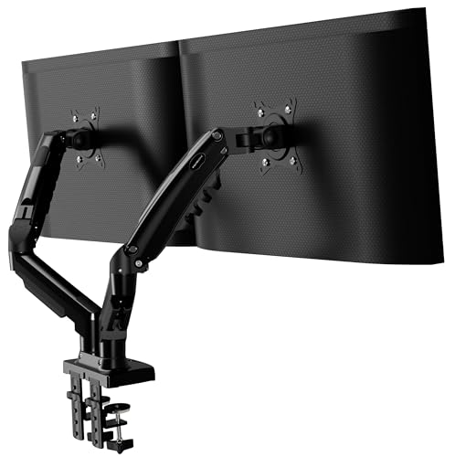 Invision Monitor Halterung 2 Monitore für 19 bis 32-Zoll-Bildschirme – VESA 75 & 100 mm Schreibtischklemme – Höhenverstellung Neig- Schwenkbar und Dreht – Erhöhte Tragfähigkeit von 2-9 kg (MX400) von Invision